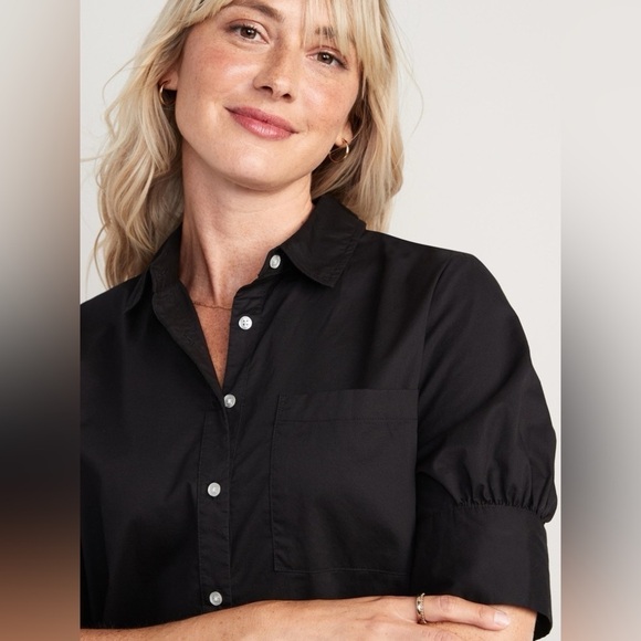 NWT! Puff-Sleeve Cotton-Poplin Shirt Dress - Size XS 💜 - Picture 2 of 7